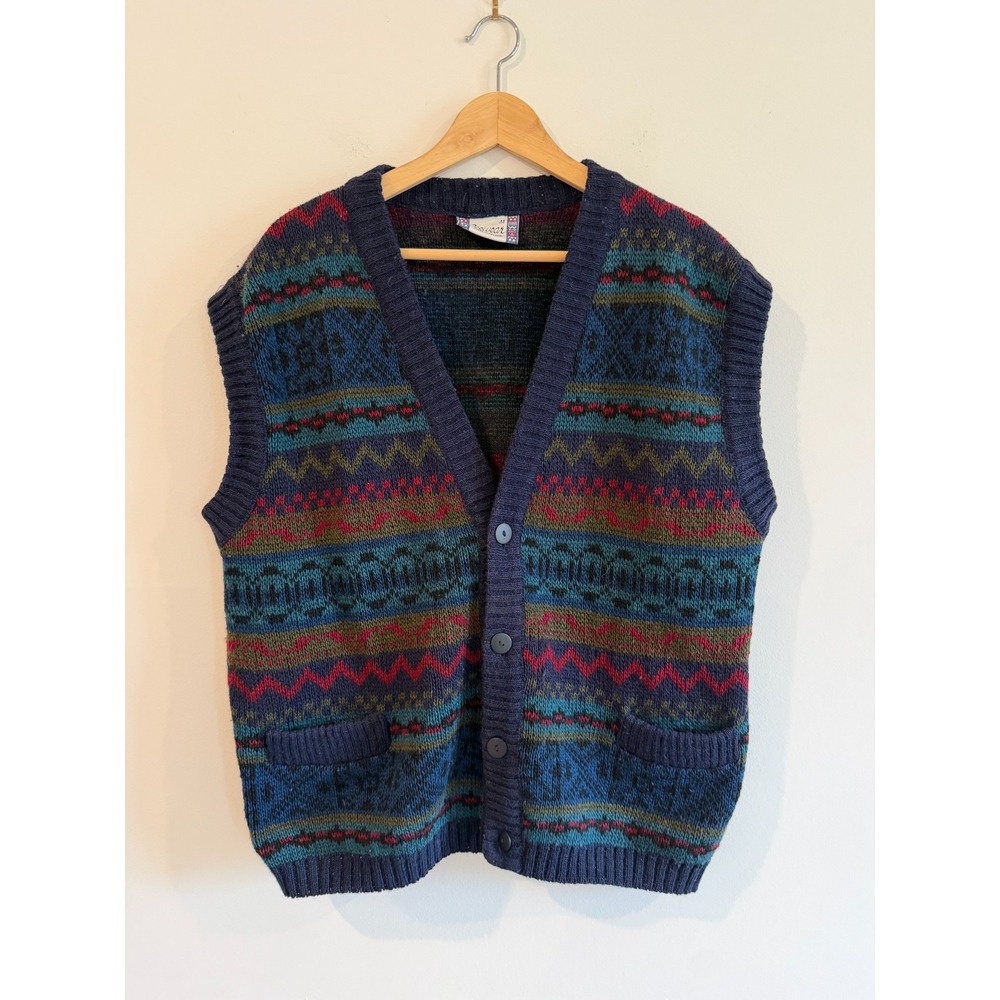 Icewear Wool Sweater Vest Made in Iceland Mens Medium Nordic Fair Isle